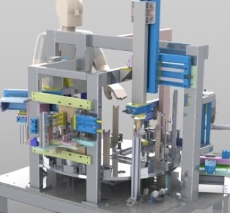Détail de la ligne d'assemblage entièrement automatisée fabriquée par ASM - vue 3D Solidworks