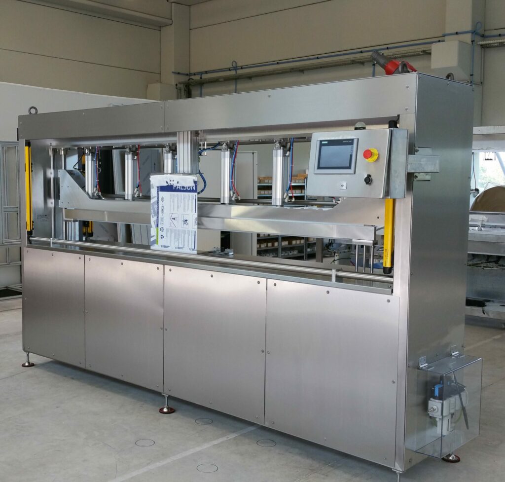 Machine spéciale ASM en inox, à capotage lisse et pieds réglables, pour environnement propre